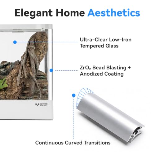 Reptile Glass Terrarium 7.9"x7.9"x11.8" 3.2 Gallon Knock-Down | Dual-Locking Security | Mesh Ventilation | Durable Aluminum Frame | Modern Design - size: 7.9x7.9x11.8"