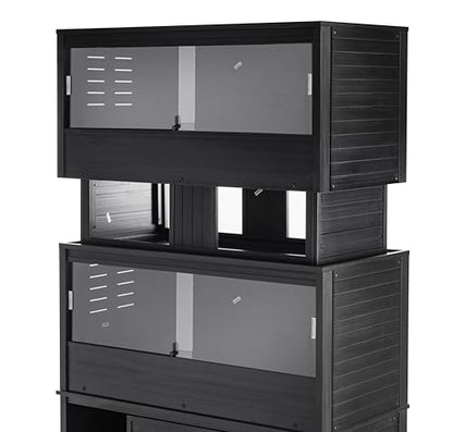 New Age Pet ECOFLEX Two Large Reptile Enclosures with Matching Stacker Combo Set in Black