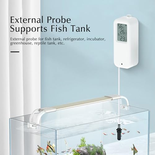 Aquarium Thermometer, Smart Fish Tank Thermometer App Monitor, Free Data Export ℉/℃, WiFi Hygrometer for Babyroom, Greenhouse, Fish Tank, Refrigerator, White 2 Pack with Screen - size: Double, style: Contemporary