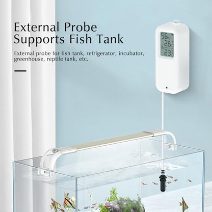 Aquarium Thermometer, Smart Fish Tank Thermometer App Monitor, Free Data Export ℉/℃, WiFi Hygrometer for Babyroom, Greenhouse, Fish Tank, Refrigerator, White 2 Pack with Screen - size: Double, style: Contemporary