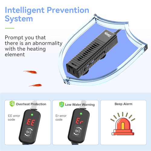 hygger Nano Aquarium Submersible Heater for 15-20 Gallon Fish Tank Betta Heater with Digital Display, Adjustable Temperature Controller 100Watt