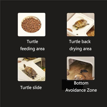 Reptile Tank Turtle Feeding Tank Bottom Drainage Household Covered Climbing Platform Easy Assembly(Black) - color: Black