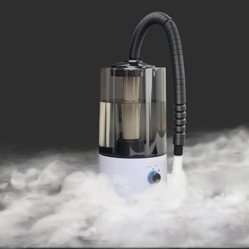 4L Reptile Humidifier Fogger with Extended Hose - Adjustable & Quiet Fogger/Mister for Chameleon, Bearded Dragon, Amphibians - Large Capacity(White) - color: White+Black