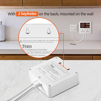iPower Professional Digital Heating and Cooling Thermostat Controller for Seed Germination, Reptiles and Brewing Breeding Fermenter Greenhouse, Grow Tent, 1200W-White - size: 1200W-White, style: 1 Pack