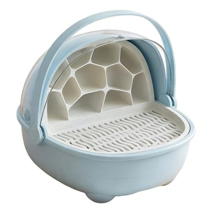 Silkworm Breeding Box Transparent Small Animal Feeding Container Removable Habitat Cage Portable Reptile Carrier with PP Material for Turtle Frog Snak, Blue - color: Blue