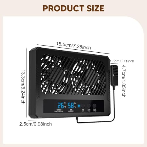 Fan for Reptile Enclosure Dehumidifier Temperature and Humidity Meter Terrarium Thermometer Hygrometer for Amphibians Gecko
