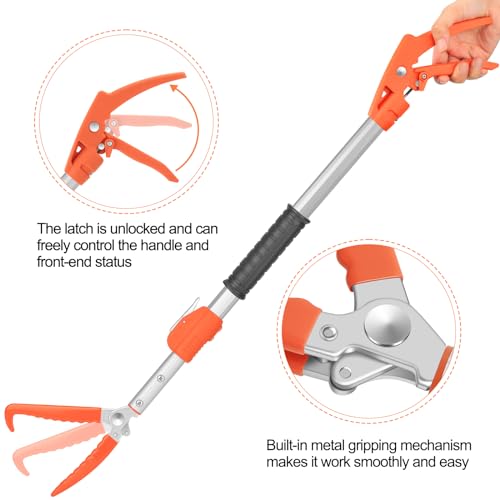 Kalkal Snake Grabber Tool, 60” Professional Aluminum Alloy Telescopic Rattle Snake Tongs, Reptile Grabber Snake Catcher Wide Jaw Handling Tool with Lock - size: 60 inch