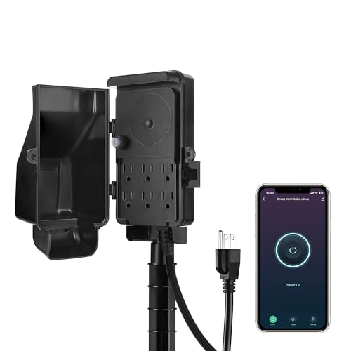 DEWENWILS WiFi Smart Yard Stake Plug with 6 Outlets, Voice Control, Waterproof Power Stake Timer with 6Ft Cord, Alexa&Google Assistant Compatible, 1875W/15A, for Outdoor Decoration Lights - color: Black-Wifi Smart
