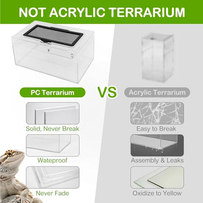 Reptile PC Terrarium Amphibian Tank Spider Enclosure Snake Cage 7x11.8x5.9inch Suitable for breeding Leopard Gecko,Frog,Hermit Crab,Lizards,Isopod,Tarantula,Turtles,Chameleons,Jumping Spiders - size: Large