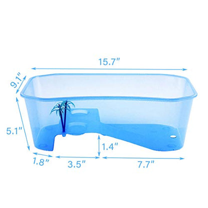 PINVNBY Plastic Turtle Tank Reptile Habitat Pet Terrariums Turtles Tank Aquarium Terrapin Topper Basking with Platform Plants,Durable,Safe, Non-Toxic(Blue) - color: Blue