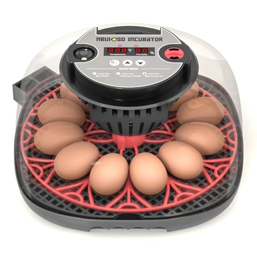 12-24 Egg Incubator with Humidity Display, Egg Candler, Automatic Egg Turner, for Hatching Chickens Duck Quail Parrot - color: Red
