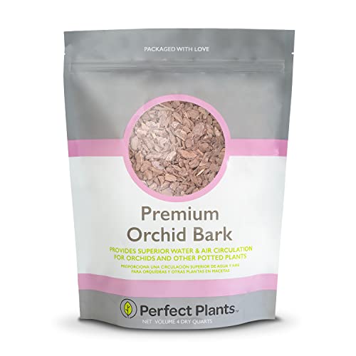 Perfect Plants Premium Orchid Bark 4qt. | Mulch Mix for Epiphytic Plants | Base for Orchid Potting Soil Substrate - size: 4qts.