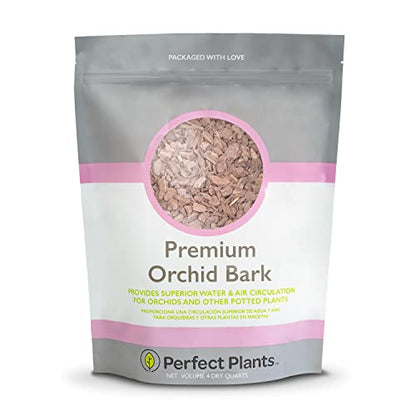 Perfect Plants Premium Orchid Bark 4qt. | Mulch Mix for Epiphytic Plants | Base for Orchid Potting Soil Substrate - size: 4qts.