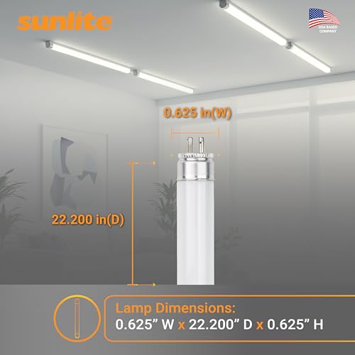 Sunlite 30410 F24T5/841/HO 2 Foot T5 Linear Fluorescent Lamp, 24 Watts, 1800 Lumens, 4100K Cool White, Miniature G5 Bi-Pin Base, ROHS Compliant, High Performance Straight Tube, 40 Pack - color: 4100k, style: 24 watts (22.20-Inch)