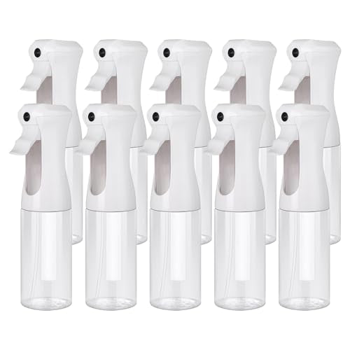 Aquableu Spray Bottle for Hair – 10-Pack Continuous Mist Spray Bottle for Hair Care, Styling, Cleaning, Plants, Pets & Essential Oils (Clear, 6.76oz/200ml) - color: Clear - Pack of 10