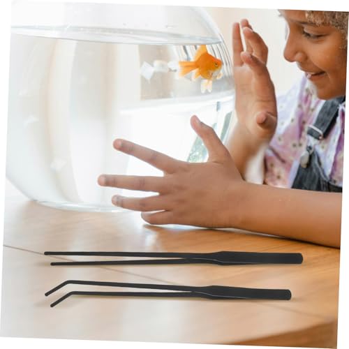 4pcs Stainless Steel Aquarium Tweezers: 27cm Fish Tank Tongs Tool - Long Handle With Curved And Straight Tip - Stable Grabber Aquatic Plants/reptile Feeding