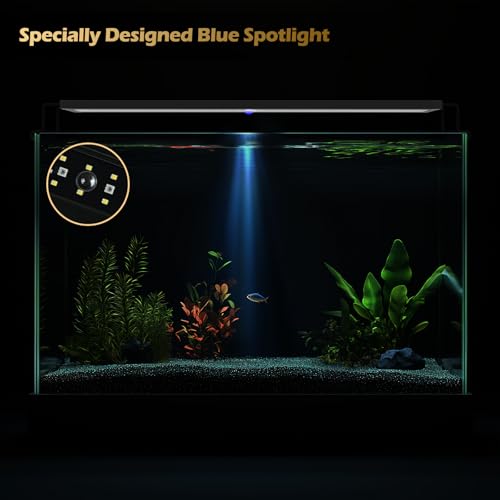 GLOWRIUM LED Aquarium Light with Remote, Full Spectrum Fish Tank Light with Auto Timer, IP67 Waterproof Freshwater Planted Tank Light, Dimmable RGB+W+Moon LEDs with High Performance (24-29inch) - size: 24-29inch