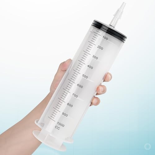 SHAOTONG 1000ml Syringe with 40 Inch Tube and Tip Adapter, for Feeding Pets, Liquid Refilling, Drawing Oil Fluid - size: 1000ML/CC
