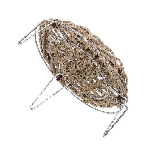 ERINGOGO Bearded Dragon Lounger Hammock with Straw Woven Basking Platform and Metal Legs, Elevated Space-Saving Reptile Bed for Small Reptiles and Frogs, Habitat Decor for Acrylic