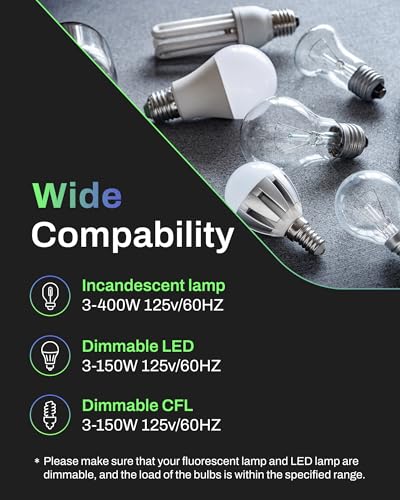 BN-LINK Dimmer Light Switch for Dimmable LED Light, Incandescent and CFL, Wall Plate Included, Two Dimming Modes, Single-Pole Only, Neutral Wire Required, White