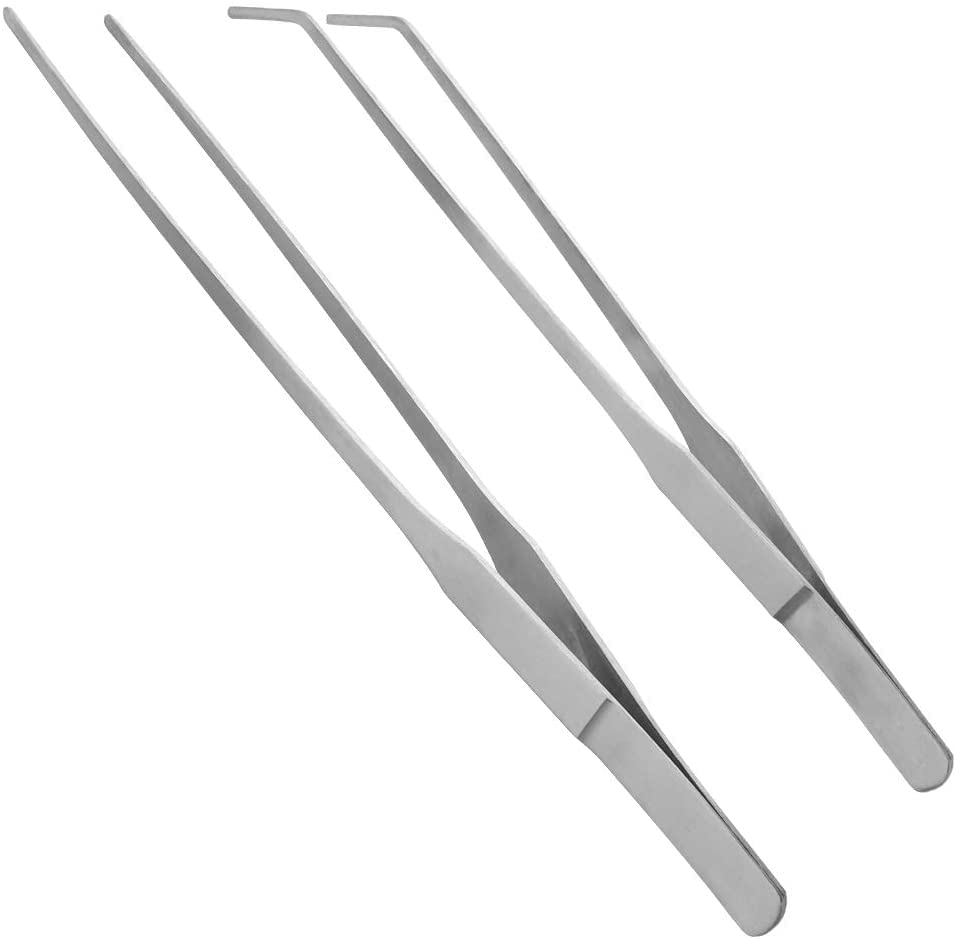 YSTAR Stainless Steel Long Reptile Tweezers Feeding Tongs for Snake Lizards Bearded Dragon Leopard Gecko and Spider Terrarium Supplies 2Pcs