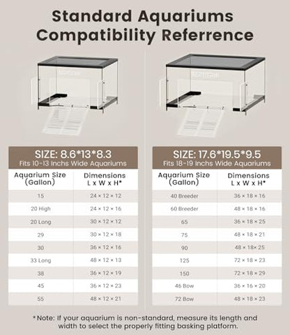 Turtle Basking Platform for 10-13 Inchs Wide Aquariums - Last Long Stainless Steel Supports & Mesh, Non-Slip Ramp for Aquatic Turtles, Turtle Tank Accessories(Large) - size: Fit 10-13 Inchs Wide