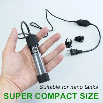 Small Submersible Aquarium Heater, Adjustable Mini Fish Tank Heater 25W 50W 100W 150W with External Temperature Controller, Digital Display, for 5/10/20/30 Gallons (25W)