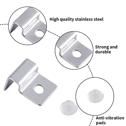 Suxgumoe Aquarium Cover Clips, 4 Pcs 6mm / 8mm / 10mm / 12mm Stainless Steel Fish Tank Glass Cover Clip Support Holder Universal Lid Clips for Rimless Aquariums (12mm) - size: 12mm