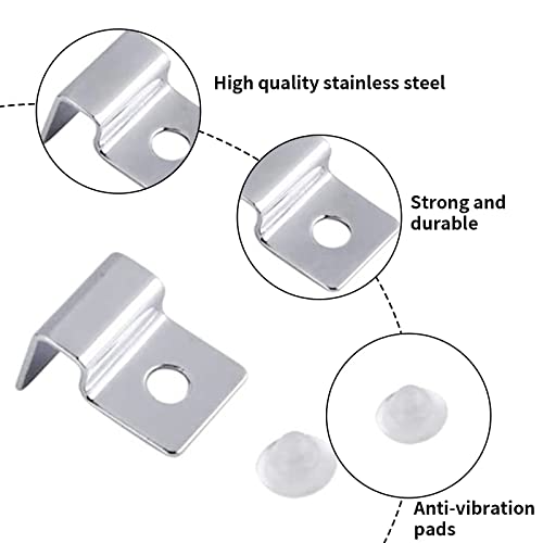Suxgumoe Aquarium Cover Clips, 4 Pcs 6mm / 8mm / 10mm / 12mm Stainless Steel Fish Tank Glass Cover Clip Support Holder Universal Lid Clips for Rimless Aquariums (10mm) - size: 10mm