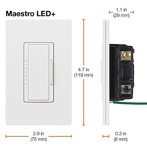 Lutron Maestro LED+ Dimmer Switch, 3-way Switch Kit for Dimmable LEDs, 150-Watt, Multi-Location, MACL-153M-RHW-WH, White - color: White, size: 1 Pack, style: 3-Way Kit