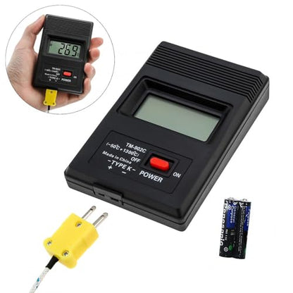 K-Type Digital Thermometer with Thermocouple Probe Wire, -50°C to 1300°C Measurement Range, LCD Backlight LCD Thermometer