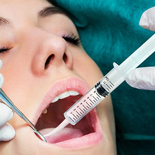 Zhengmy 100 Pack Dental Syringe with Curved Tip 12ml Disposable Irrigation Dental Syringe for Tonsil Stones Squirt Liquid Injection Mouthwash Cleaner Oral Tooth Care(with Capacity Scale) - style: With Capacity Scale