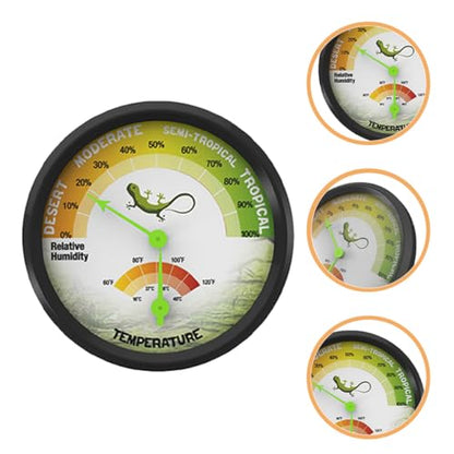 Reptile Hygrometer Thermometer Analog Mini Mechanical High-Precision Pointer Temperature and Humidity Gauge for Terrarium Gecko Tank Pet Supplies