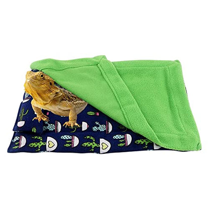 Bearded Dragon Bed with Pillow Lizard Sleeping Bag Blanket Soft Warm Hideout Terrariums Accessories for Reptile Lizard Bearded Dragon (Blue) - color: Blue