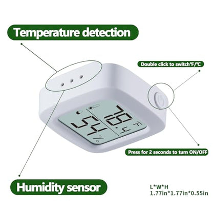 2-Pack Reptile Thermometer and Hygrometer – LCD Digital Temp & Humidity Monitor for Bearded Dragon, Gecko, Snake Tanks, Incubation Boxes, Indoor Pet Habitats - color: White - 2 Pack
