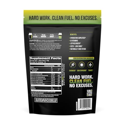 Jocko Fuel Hydrate Electrolytes Powder Packets Bundle Lemon Lime and Blue Raspberry - Hydration Amplifier Packets for Recovery, Dehydration, & Exercise - with Vitamins B6, B12 & C (32 Packets)