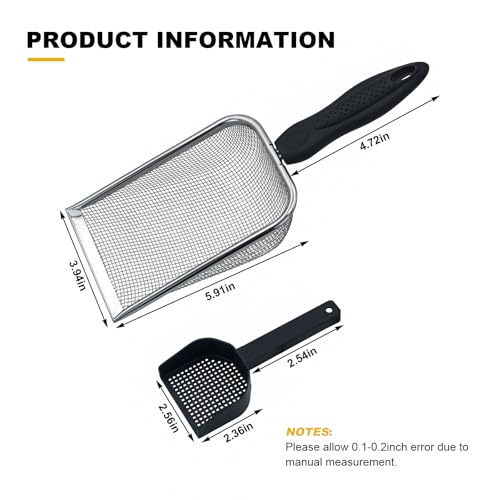 Hamster Metal Litter Scoop for Sandbath Box 3PCS Litter Box Mesh Scooper Accessories for Guinea Pig, Gerbil, Rebbits, Small Animals