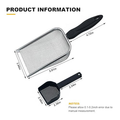 Hamster Metal Litter Scoop for Sandbath Box 3PCS Litter Box Mesh Scooper Accessories for Guinea Pig, Gerbil, Rebbits, Small Animals