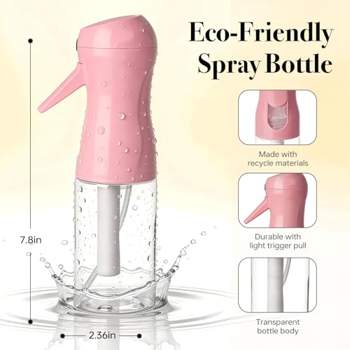 3Pcs Continuous Spray Bottles For Hair,Ultra Fine Mister for Hair Styling, Plants, Cleaning, Salon, Misting & Skin Care (200ml Blue+Pink+Clear) - color: 200ml Blue+Pink+Clear