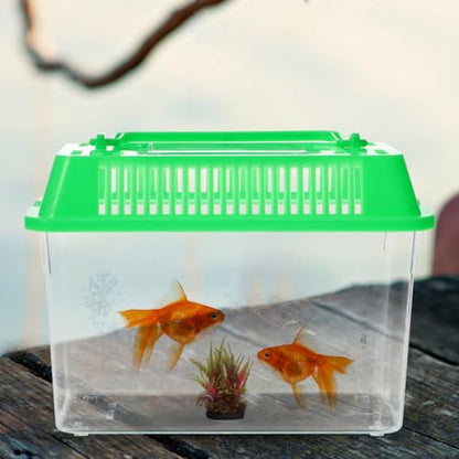 Ipetboom Mini Fish Tank: Plastic Goldfish Aquarium Habitat for Shrimp Turtle Shrimp - Small Reptile cage with Handle, 5.9x3.5x4.3 Inches (Random Color)