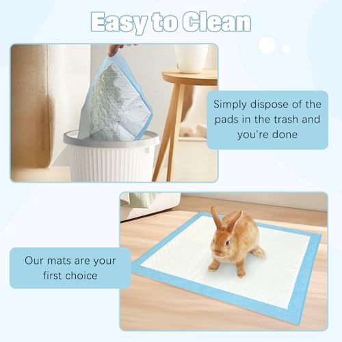kathson 100PCS Rabbit Pee Pads 18"× 13" Disposable Cage Liners Super Absorbent Black Carbon Odor-Control Bunny Training Pad with Quick-Dry Surface for Bunny Guinea Pig Kitten Hedgehog Small Animals - size: Blue,100Pcs