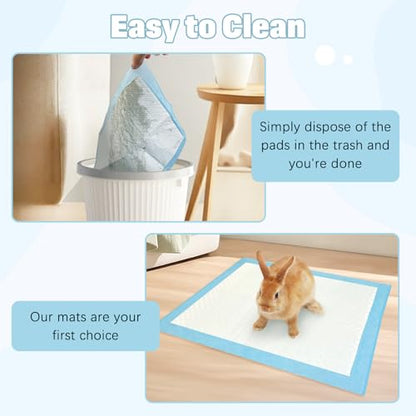 kathson 100PCS Rabbit Pee Pads 18"× 13" Disposable Cage Liners Super Absorbent Black Carbon Odor-Control Bunny Training Pad with Quick-Dry Surface for Bunny Guinea Pig Kitten Hedgehog Small Animals - size: Blue,100Pcs