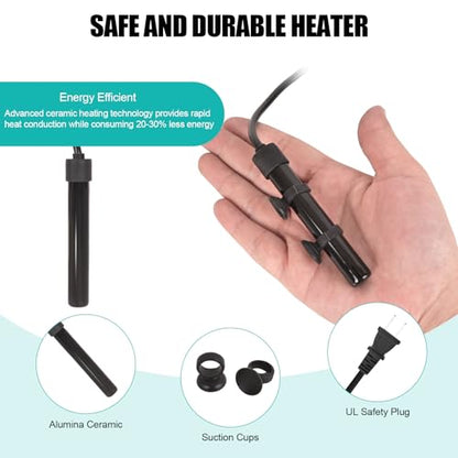 YOFOTHS Mini Aquarium Heater Alumina Ceramic, USB 10W Digital Display Thermostat, Compact Thumb-Size Fish Tank Heater with Temperature Control, Black, for 1 Gallon Betta Tanks (USB10W) - size: USB10W