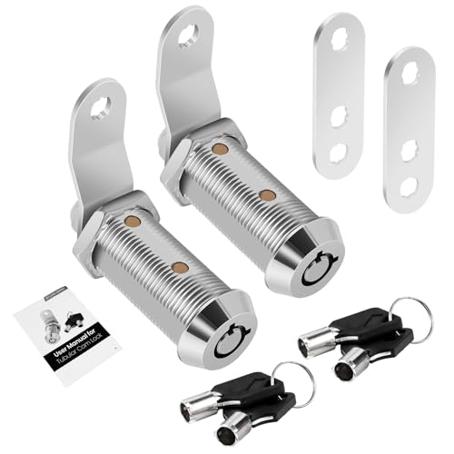 Cylinnda 2 Pack Cabinet Lock with Keys, 1-1/2" RV Storage Locks Keyed Alike, RV Locks for Storage Door, Camper Toolbox RV Cam Locks with Manual (Chrome - 2 Pack, 1-1/2 Inch) - color: Chrome - 2 Pack, size: 1-1/2 Inch