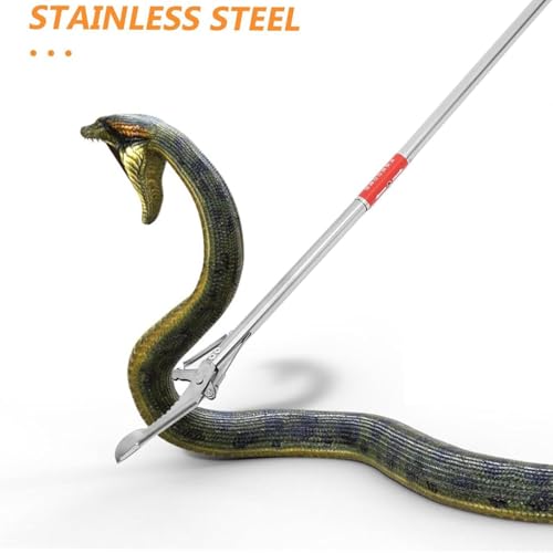Snake Tongs - Stainless Steel Foldable Crab Catching Pliers, Heavy Duty Trash Grabber Reacher Tool | Multi Purpose Reptile Grabber and Pick Up Stick for Homeowners Ranchers Shelter Staff, 40-Inch