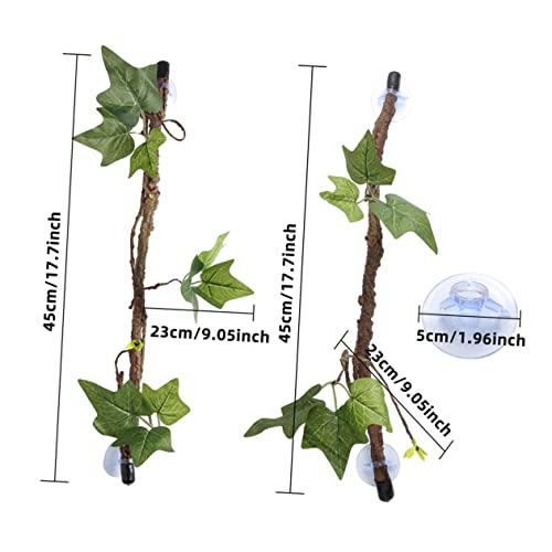 COLLBATH 2Pcs Simulation Rattan Vines for Reptile Habitat Decor Durable Creeper Vines with Suction Cups for Lizards Geckos Chameleons and More