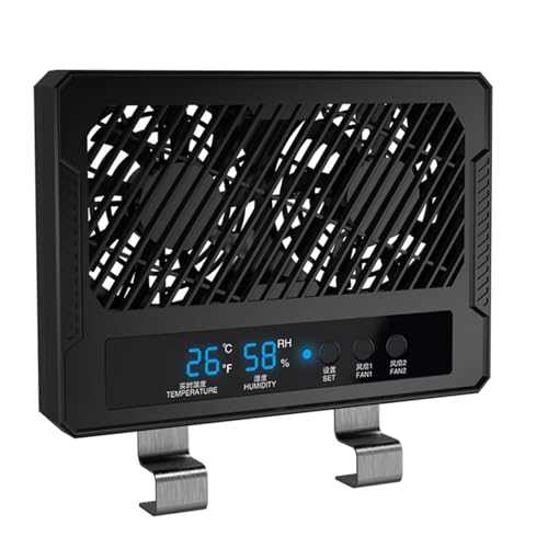 Fan for Reptile Enclosure Dehumidifier Temperature and Humidity Meter Terrarium Thermometer Hygrometer for Amphibians Gecko