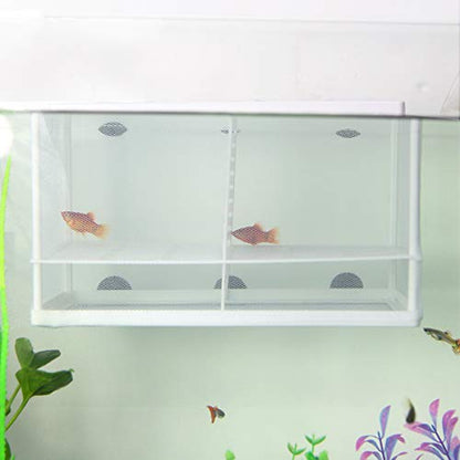 Senzeal Aquarium Fish Breeder Box Fish Fry Hatchery Incubator Net Nylon Isolation Mesh with 3pcs Pipette (Large) - size: Large