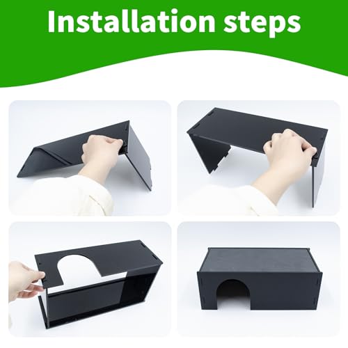 2-in-1 Bearded Dragon Basking Platform with Hideout, Slate Rocks for Reptiles with Black Acrylic Base, Leopard Gecko Hides and Caves, Reptile Tank Accessories for Geckos, Ball Pythons, Tortoise