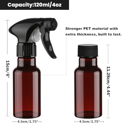 Spray Bottles 4oz/120ml Plastic Small Spray Bottle for Hair Mist/Stream Spraying Heavy Duty Empty Water Spray Bottles for Cleaning Solutions, Plants 2 Pack (Brown) - color: Brown